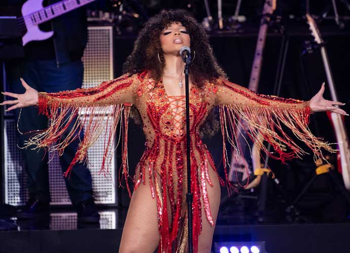 LOS ANGELES, CALIFORNIA - JUNE 19: Musician Chloe Bailey pays tribute to Tina Turner onstage at Juneteenth: A Global Celebration For Freedom at The Greek Theatre on June 19, 2023 in Los Angeles, California. (Photo by Scott Dudelson/Getty Images)