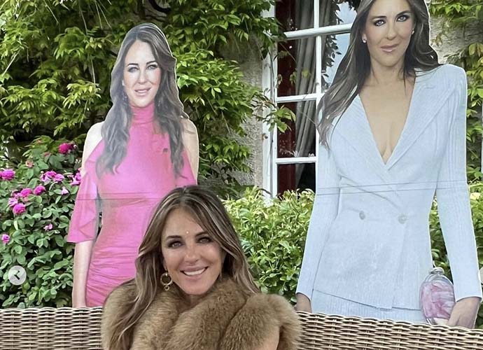 Elizabeth Hurley celebrates her 58th birthday with family and friends – two cardboard cutouts of herself! (Image: Instagram)