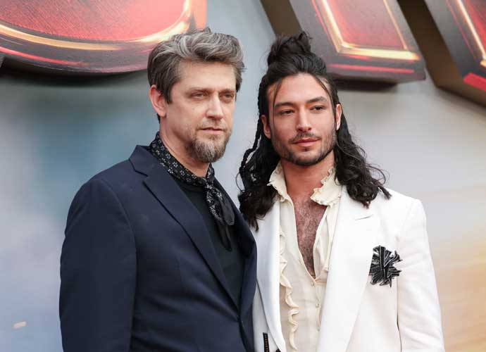 HOLLYWOOD, CALIFORNIA - JUNE 12: (L-R) Andrés Muschietti and Ezra Miller attend the Los Angeles premiere of Warner Bros. 