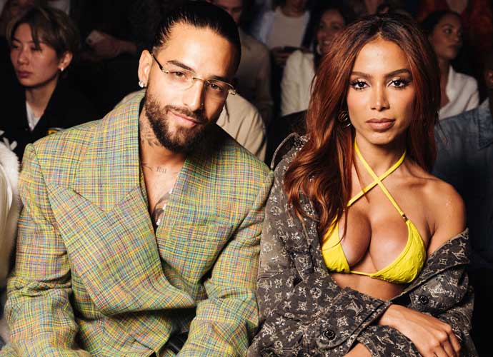 PARIS, FRANCE - JUNE 20: (L-R) Maluma and Anitta attend the the Louis Vuitton Menswear Spring/Summer 2024 show as part of Paris Fashion Week on June 20, 2023 in Paris, France. (Photo by Pierre Mouton/Getty Images for Louis Vuitton)