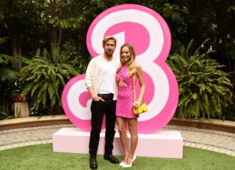 LOS ANGELES, CALIFORNIA - JUNE 25: Ryan Gosling and Margot Robbie attend the press junket and photo call for "Barbie" at Four Seasons Hotel Los Angeles at Beverly Hills on June 25, 2023 in Los Angeles, California. (Photo by Jon Kopaloff/Getty Images)