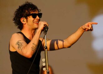 SANTIAGO, CHILE - MARCH 19: Matty Healy of The 1975 performs during the closing day of Lollapalooza Chile 2023 at Parque Cerrillos on March 19, 2023 in Santiago, Chile. (Photo by Marcelo Hernandez/Getty Images)