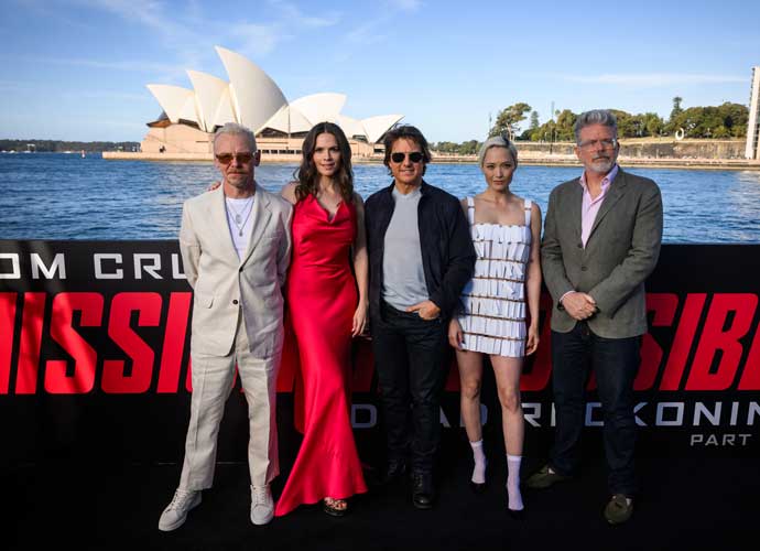 SYDNEY, AUSTRALIA - JULY 02: Simon Pegg, Hayley Atwell, Tom Cruise, Pom Klementieff and Christopher McQuarrie attend a photocall in support of 
