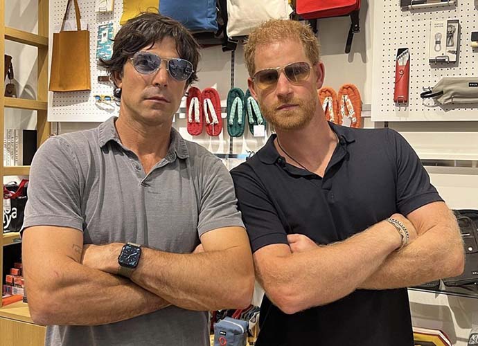 Nacho Figueras and Prince Harry try on women's sunglasses in Tokyo (Image: Instagram)