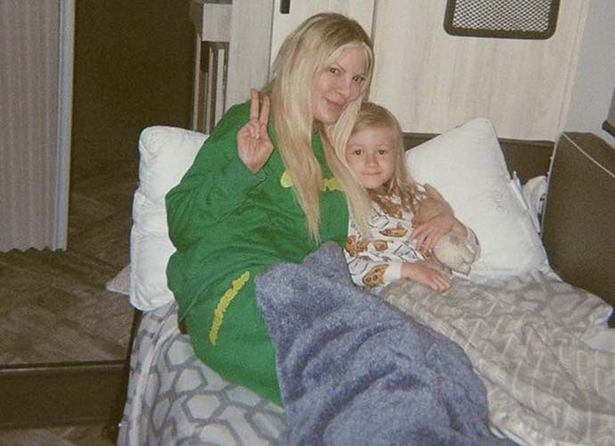 Tori Spelling with daughter living in an RV (Image: Instagram)