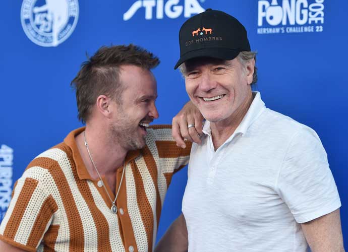 LOS ANGELES, CALIFORNIA - JULY 27: Aaron Paul and Bryan Cranston attend the 10th Annual Ping Pong 4 Purpose Celebrity Tournament at Dodger Stadium on July 27, 2023 in Los Angeles, California. (Photo by Alberto E. Rodriguez/Getty Images)