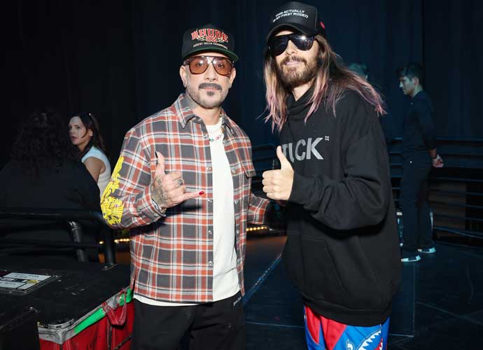 LAS VEGAS, NEVADA - SEPTEMBER 23: (L-R) AJ McLean and Jared Leto attend the 2023 iHeartRadio Music Festival at T-Mobile Arena on September 23, 2023 in Las Vegas, Nevada. (Photo by Monica Schipper/Getty Images for iHeartRadio)