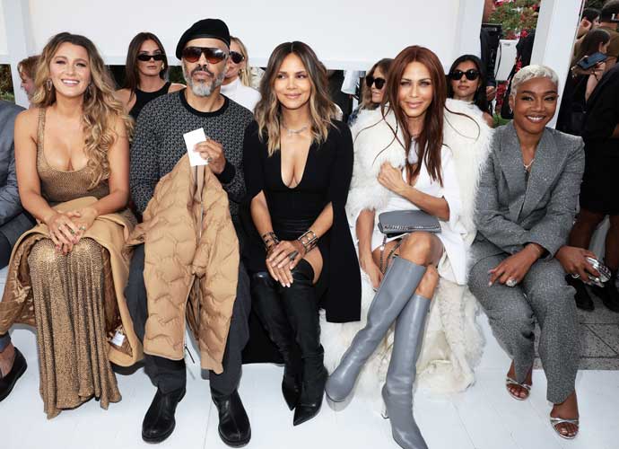 BROOKLYN, NEW YORK - SEPTEMBER 11: (L-R) Blake Lively, Van Hunt, Halle Berry, Nicole Ari Parker, and Tiffany Haddish attend the Michael Kors Collection Spring/Summer 2024 Runway Show at Domino Park on September 11, 2023 in Brooklyn, New York. (Photo by Dimitrios Kambouris/Getty Images for Michael Kors)