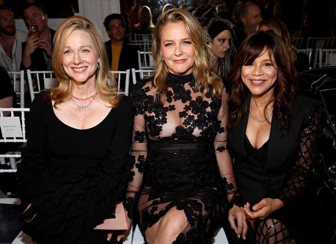 NEW YORK, NEW YORK - SEPTEMBER 08: (L-R) Laura Linney, Alicia Silverstone, and Rosie Perez attend the Christian Siriano SS24 Runway Show at The Pierre Hotel on September 08, 2023 in New York City. (Photo by Jamie McCarthy/Getty Images for Christian Siriano