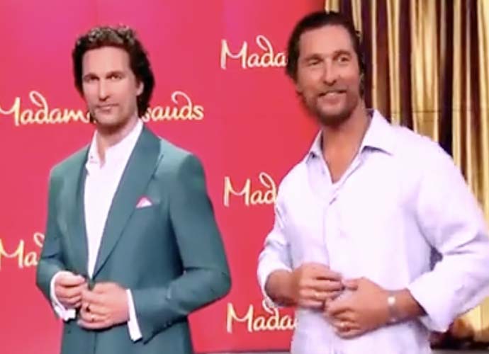 Matthew McConaughey admires was figure of himself on The View (Image: YouTube)