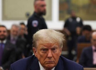 NEW YORK, NEW YORK - OCTOBER 3: Former U.S. President Donald Trump appears in the courtroom with his lawyers for his civil fraud trial at New York State Supreme Court on October 03, 2023 in New York City. Former President Trump may be forced to sell off his properties after Justice Arthur Engoron canceled his business certificates and ruled that he committed fraud for years while building his real estate empire after being sued by Attorney General Letitia James, who is seeking $250 million in damages. The trial will determine how much he and his companies will be penalized for the fraud. (Photo by Shannon Stapleton-Pool/Getty Images)