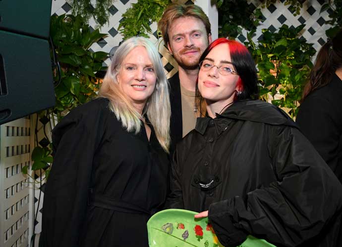 LOS ANGELES, CALIFORNIA - OCTOBER 24: (L-R) Maggie Baird, FINNEAS, and Billie Eilish attend Support + Feed's 2023 fall fundraiser at APB/NikuNashi on October 24, 2023 in Los Angeles, California. (Photo by Michael Kovac/Getty Images for Support + Feed)