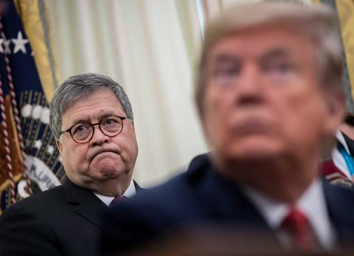 WASHINGTON, DC - NOVEMBER 26: (L-R) U.S. Attorney General William Barr and U.S. President Donald Trump attend a signing ceremony for an executive order establishing the Task Force on Missing and Murdered American Indians and Alaska Natives, in the Oval Office of the White House on November 26, 2019 in Washington, DC. Attorney General Barr recently announced the initiative on a trip to Montana where he met with Confederated Salish Kootenai Tribe leaders. (Photo by Drew Angerer/Getty Images)