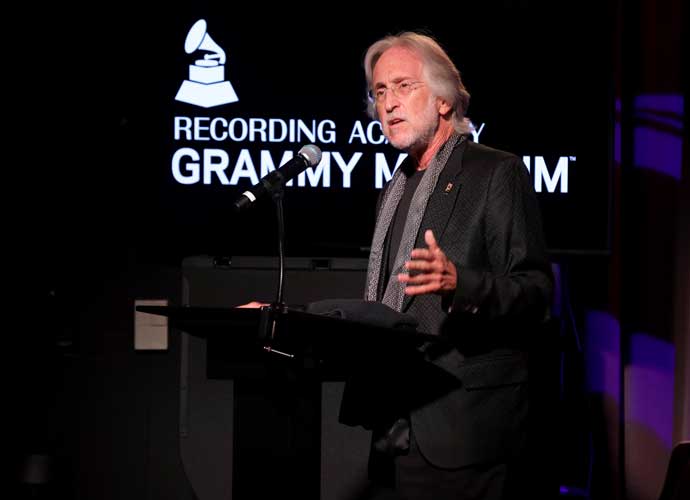 LOS ANGELES, CALIFORNIA - OCTOBER 06: Neil Portnow speaks onstage at An Evening With Lang Lang at The GRAMMY Museum on October 06, 2021 in Los Angeles, California. (Photo by Rebecca Sapp/Getty Images for The Recording Academy)