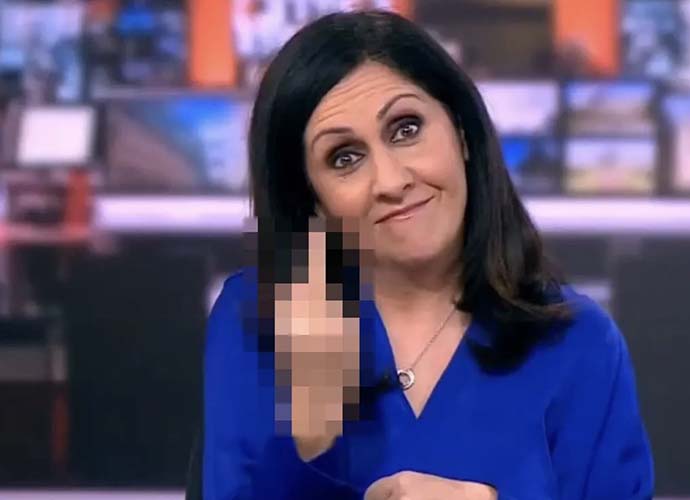 BBC news anchor Maryam Moshiri flips off camera on live TV (Image: BBC)