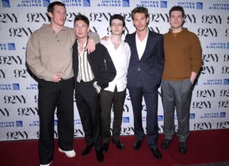 NEW YORK, NEW YORK - JANUARY 24: (L-R) Actors Callum Turner, Barry Keoghan, Anthony Boyle, Austin Butler and Nate Mann attend a screening and conversation for the Apple TV + series "Masters of the Air" at 92NY on January 24, 2024 in New York City. (Photo by Gary Gershoff/Getty Images)