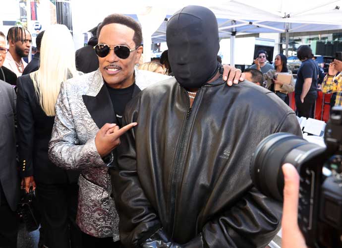 HOLLYWOOD, CALIFORNIA - JANUARY 29: Charlie Wilson (L) and Kanye West attend the ceremony as Charlie Wilson is honored with star on the Hollywood Walk Of Fame on January 29, 2024 in Hollywood, California. (Photo by Monica Schipper/Getty Images)