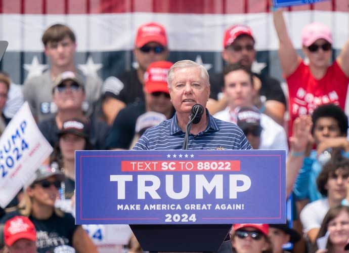 Sen. Lindsey Graham Heckled By Crowd Of Trump Supporters In South Carolina Full view PICKENS, SOUTH CAROLINA - JULY 1: Sen. Lindsey Graham (R-SC) speaks to crowd during a campaign event for former president Donald Trump on July 1, 2023 in Pickens, South Carolina. Graham was repeatedly booed by the crowd of Trump supporters. (Photo by Sean Rayford/Getty Images)