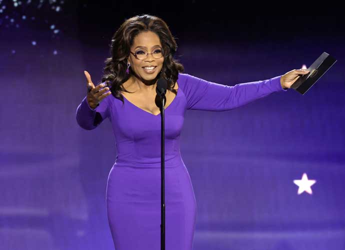 SANTA MONICA, CALIFORNIA - JANUARY 14: Oprah Winfrey speaks onstage during the 29th Annual Critics Choice Awards at Barker Hangar on January 14, 2024 in Santa Monica, California. (Photo by Kevin Winter/Getty Images for Critics Choice Association)