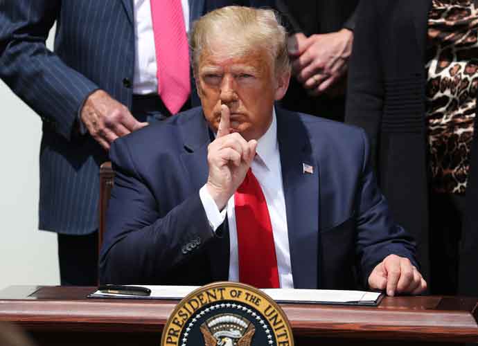 WASHINGTON, DC - JUNE 05: U.S. President Donald Trump shushes journalists before signing the Paycheck Protection Program Flexibility Act in the Rose Garden at the White House June 05, 2020 in Washington, DC. In the midst of nationwide protests against the death of George Floyd, the U.S. Labor Department announced the unemployment rate fell to 13.3 percent in May, a surprising improvement in the nation’s job market as hiring rebounded faster than economists expected in the wake of the novel coronavirus pandemic. (Image: Getty)