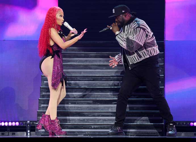 NEW YORK, NEW YORK - MARCH 30: (Exclusive Coverage) Nicki Minaj and 50 Cent perform onstage during Nicki Minaj Presents: Pink Friday 2 World Tour at Madison Square Garden on March 30, 2024 in New York City. (Photo by Kevin Mazur/Getty Images for Live Nation)