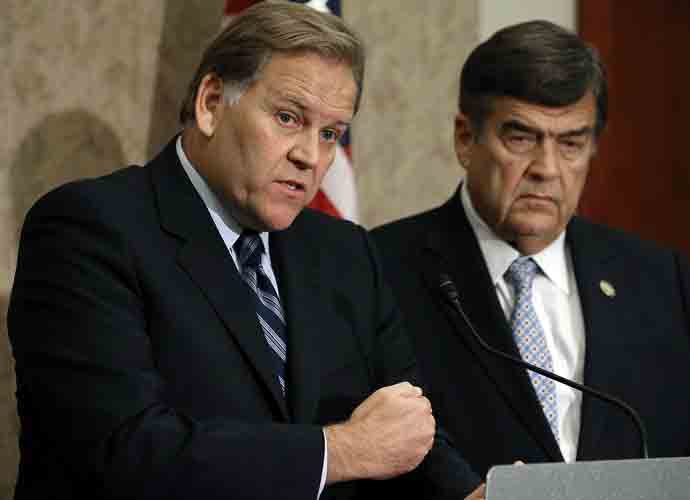 WASHINGTON, DC - OCTOBER 08: House Intelligence Committee Chairman Mike Rogers (R-MI)(L), and committee ranking member Rep. Dutch Ruppersberger (D-MD), talk about Chinese security threats during a news conference on Capitol Hill, October 8, 2012 in Washington, DC. The Congressmen talked about Huawei, a Chinese telecommunications equipment maker that members of the House Permanent Select Committee on Intelligence see as a threat to national security. (Photo by Mark Wilson/Getty Images)