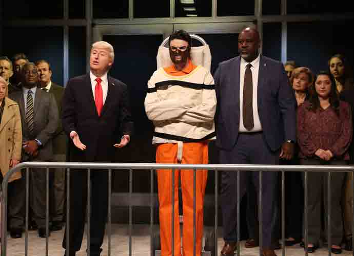 SATURDAY NIGHT LIVE -- Episode 1864 -- Pictured: (l-r) James Austin Johnson as Donald Trump and Michael Longfellow as Hannibal Lecter during the “Summer of Trump” Cold Open on Saturday, May 18, 2024 (Photo by: Will Heath/NBC)
