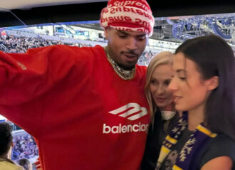 Chris Brown with Angelina Censori and her mom (Image: Instagram)