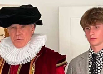 Will Ferrell dressed as medieval old with son Magnus Ferrell at his prom (Image: TikTok)