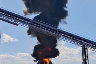 VIDEO: Fire At Oil Waste Treatment Plant Sends Plumes Of Smoke Skyward