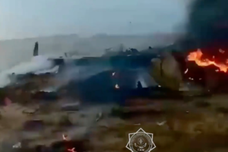 VIDEO: Firefighters Tackle Flaming Wreckage Of Azerbaijan Airlines Crash WIth 29 People Surviving