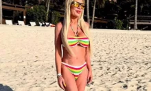 Tori Spelling shows off super-skinny bikini look in Paradise Island (Image: Instagram)