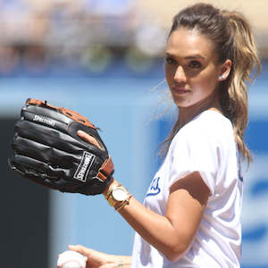 Jessica Alba Throws First Pitch at Dodgers Game - Check Out Her Throwing  Skills!, jessica alba throw…